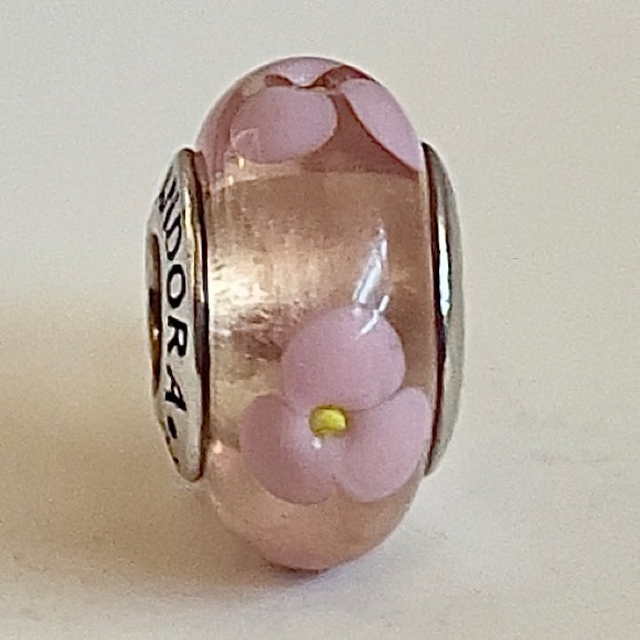 Pandora Pink Flowers / Floral Murano Charm - Picture 1 of 6